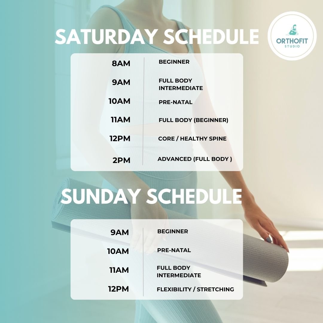 Saturday Sunday Class Schedule - Orthofit Studio