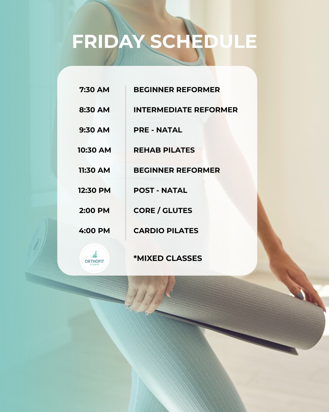 Friday Schedule - Orthofit Studio